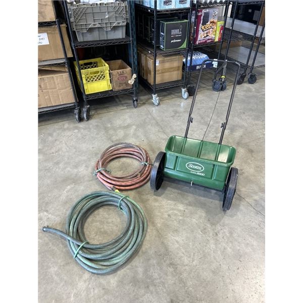 SCOTTS SPREADER AND GARDEN HOSES