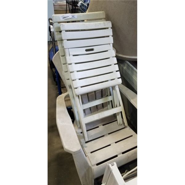 ADIRONDAK CHAIR AND 2 FOLDING PATIO CHAIRS