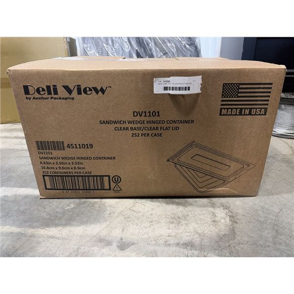 NEW CASE DELI VIE SANDWICH WEDGE CONTAINERS - 252 TOTAL