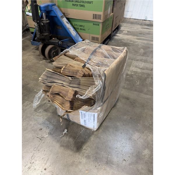 BUNDLE OF APPROX 250 NEW FLAT HANDLE BROWN PAPER BAGS 12x7x14