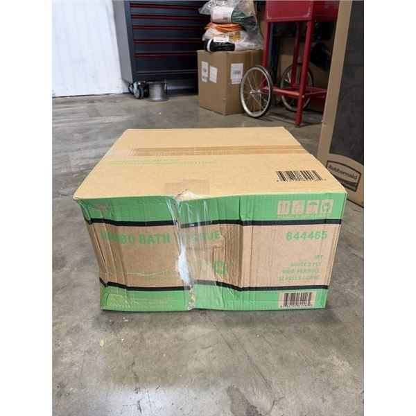 CASE OF NEW JUMBO BATH TISSUE - 12 ROLLS, 1000FT PER ROLL, WHITE 2 PLY