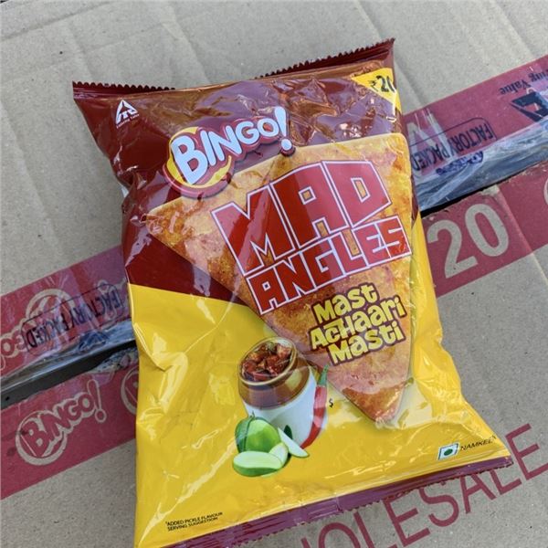 CASE OF BINGO MAD ANGLES CHIPS 80 BAGS X 44G BB 08/2026