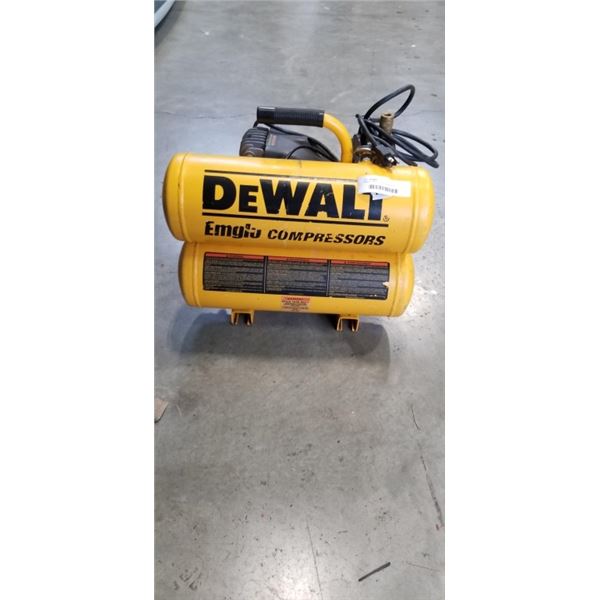 DEWALT EMGLO TWIN TANK AIR COMPRESSOR, TESTED WORKING