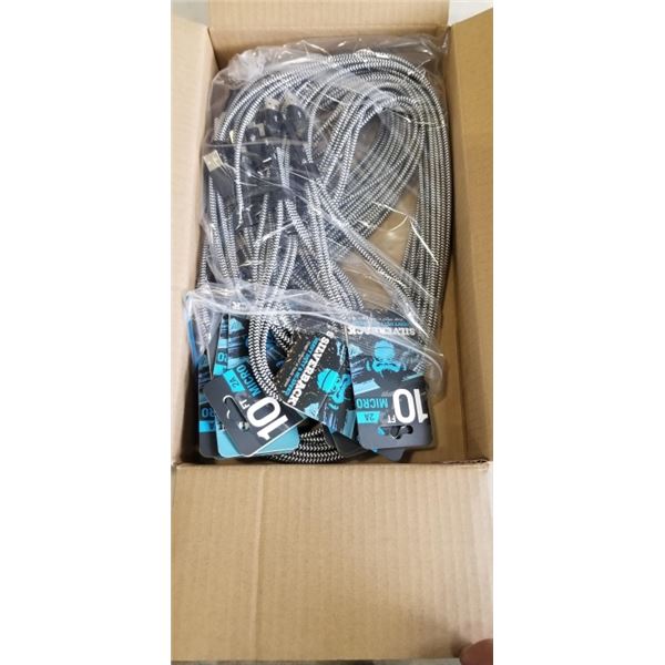 NEW 2 BOXES OF 10 FOOT HEAVY DUTY HIGH SPEED USB MICRO CABLE QTY 24 PIECES TOTAL