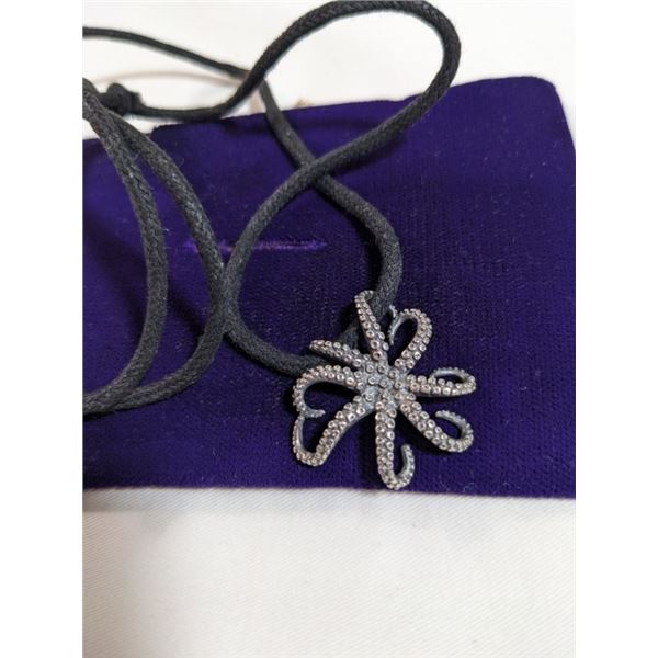 925 STERLING SILVER OCTOPUS PENDANT W/ BLACK CORD NECKLACE