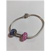 Image 1 : 925 STERLING SILVER W/ 2 CHAMILIA 925 MURANO GLASS BEADS BRACELET