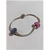 Image 2 : 925 STERLING SILVER W/ 2 CHAMILIA 925 MURANO GLASS BEADS BRACELET