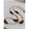 Image 1 : TWISTED GENUINE PEARLS W/ DARK RED CORAL NECKLACE
