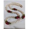 Image 2 : TWISTED GENUINE PEARLS W/ DARK RED CORAL NECKLACE