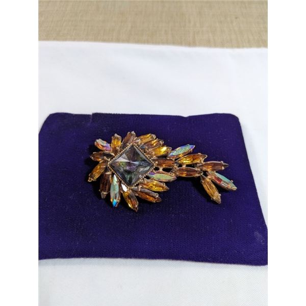 VINTAGE ARORA BOREALIS RHINESTONES BROOCH
