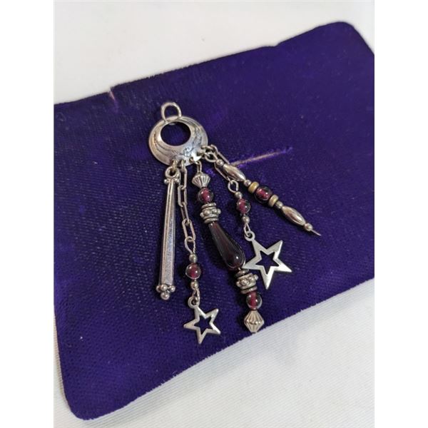 STERLING SILVER W/ GARNET BEADS PENDANT