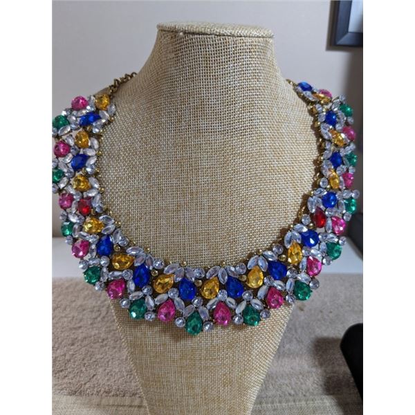 VINTAGE ALL COLOURS RHINESTONES NECKLACE