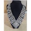 Image 1 : LARGE NECKLACE W/ MARQUISE CUT WHITE RHINESTONES