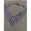 Image 3 : LARGE NECKLACE W/ MARQUISE CUT WHITE RHINESTONES