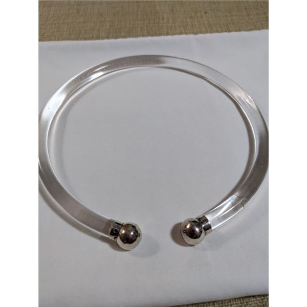 925 STERLING SILVER CLEAR LUCITE CHOKER NECKLACE