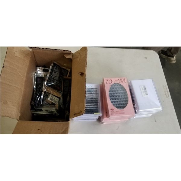 LARGE LOT OF NEW EYELASH CLUSTERS AND CASE OF NEW LASH GLUE