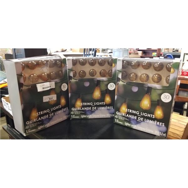 3 NEW SETS OF ASHLAND EDISON STYLE STRING LIGHTS, 29FT EACH