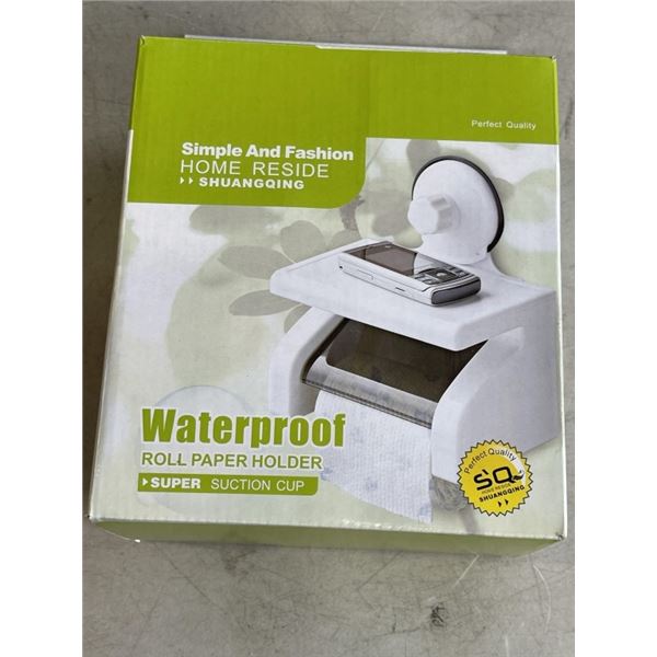 NEW 4 WATERPROOF ROLL PAPER HOLDER WITH SUPER SUCTION CUP