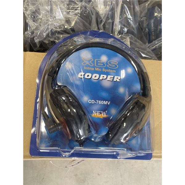 CASE OF NEW COOPER IN LINE MIC HEADPHONE SETS