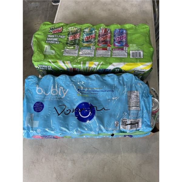 2 FLATS OF SODA, A FEW CANS MAY BE MISSING - BUBBLY AND MT/ DEW VARIETY PACK