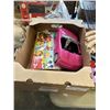 Image 2 : 3 TRAYS OF KIDS GAMES, PUZZLES, TOYS, TRAIN TRACK AND SMALL AIR HOCKEY TABLE