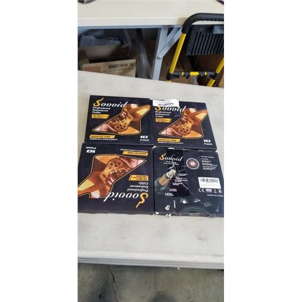 4 NEW SOVVID PROFESSIONAL INSTRUMENT CABLES. 10 FEET EACH