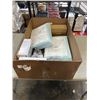 Image 1 : BOX OF PET ITEMS INCLUDING 2 NEW KANECH WATERPROOF UNDERPADS, 2 CATGURU CAT FOOD DISHES, NO PULL DOG