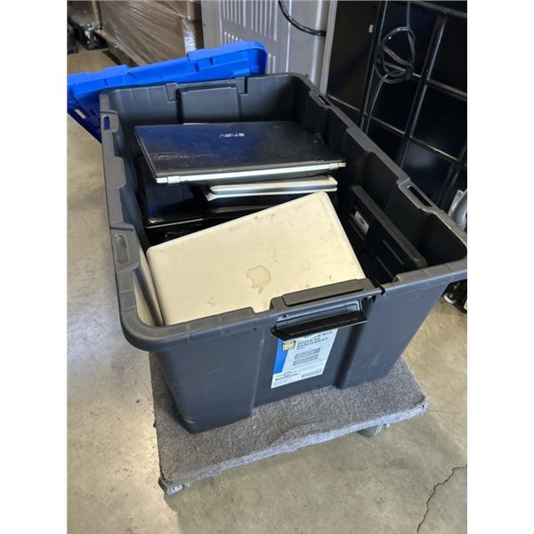TOTE FULL OF ASSORTED LAPTOPS FOR PARTS