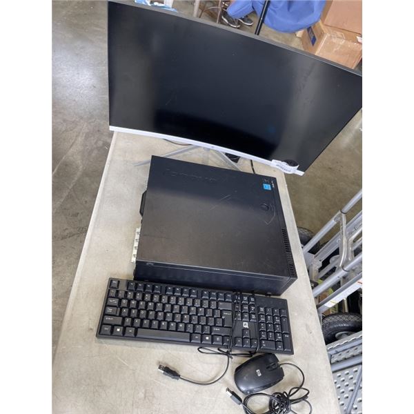 THINKCENTER COMPUTER W/ CURVED MONITOR, KEYBOARD, AND MOUSE