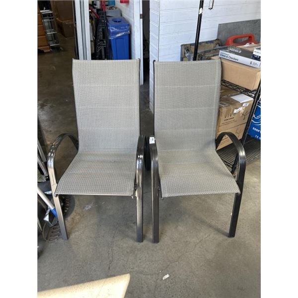 2 STACKING SLING PATIO CHAIRS