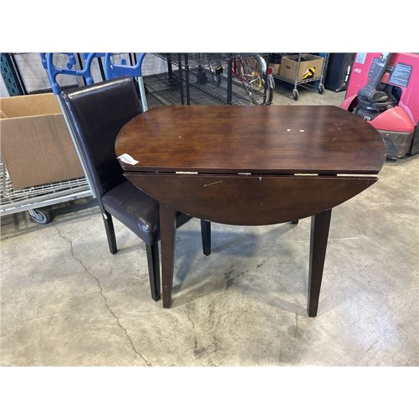 DROP SIDE TABLE AND LEATHER CHAIR