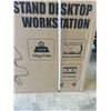 Image 3 : NEW WOOD GRAIN TECH ORBITS SIT TO STAND WORKSTATION, GAS SPRINGS, HOLDS UP TO 33LBS