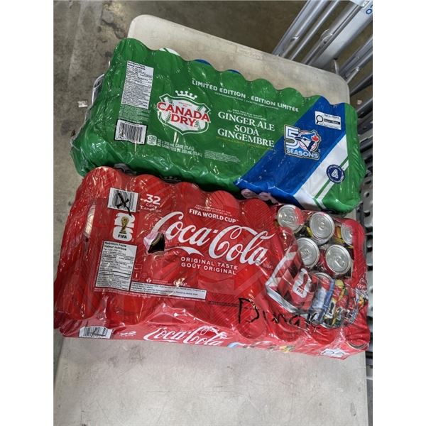 2 FLATS OF SODA, A FEW CANS MAY BE MISSING - GINGER ALE AND COCA-COLA