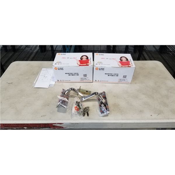 2 BRAND NEW DOOR HANDLE SETS WITH KEYS