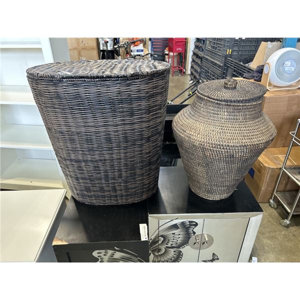 LARGE HAMPER AND WICKER BASKET