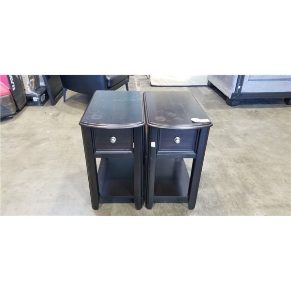 2 OPEN SIDE TABLES WITH DRAWER