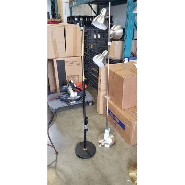2 FLOOR LAMPS - CHROME AND GOLD
