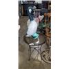 Image 3 : IRON BASE GLASS TOP TABLE, UMBRELLA STAND, AND GARDEN GOOSE