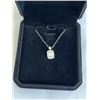 Image 2 : NEW S925 1.0CT MOISSANITE STONE EMERALD CUT HALO NECKLACE, CHAIN 16"-18" MOUNTED IN 925 STERLING SIL