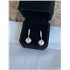 Image 1 : NEW PLATINUM PLATED 1.0CT EACH CUSHION CUT SIMULATED DIAMOND (CZ) HALO FISH HOOK EARRINGS