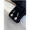 Image 2 : NEW PLATINUM PLATED 1.0CT EACH CUSHION CUT SIMULATED DIAMOND (CZ) HALO FISH HOOK EARRINGS