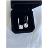 Image 3 : NEW PLATINUM PLATED 1.0CT EACH CUSHION CUT SIMULATED DIAMOND (CZ) HALO FISH HOOK EARRINGS
