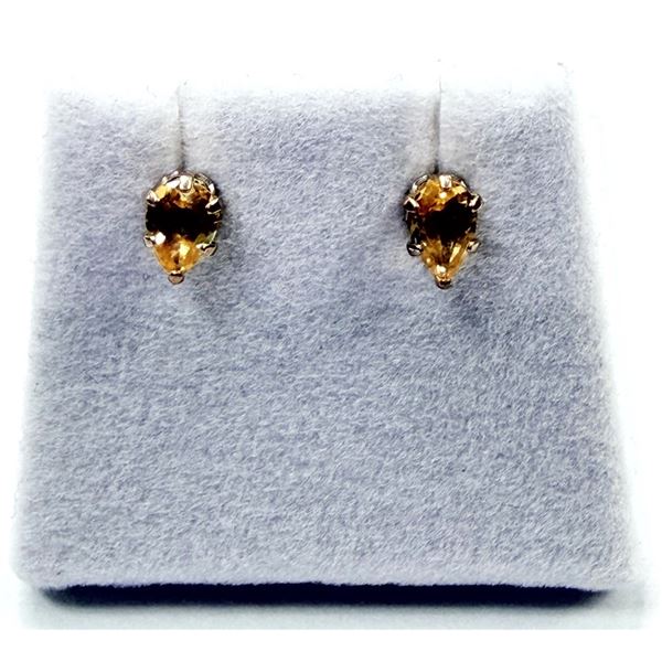 STERLING SILVER NATURAL CITRINE PEAR SHAPE EARRINGS, RETAIL $350.00. CITRINE IS THE BIRTHSTONE FOR N