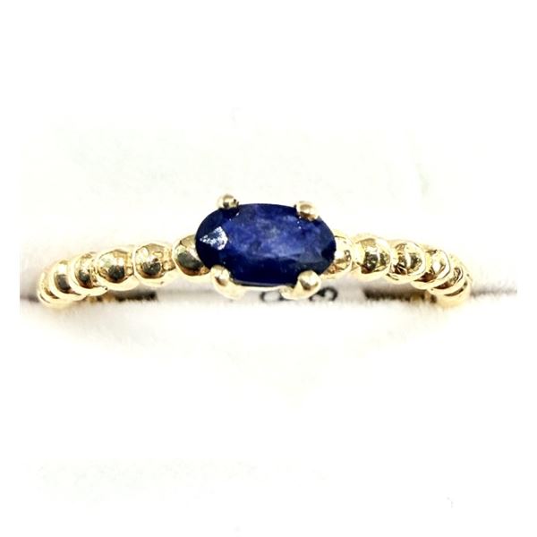10KT YELLOW GOLD NATURAL BLUE SAPPHIRE (0.35CT) RING, SIZE 6, RETAIL $1500.00. SAPPHIRE IS THE BIRTH
