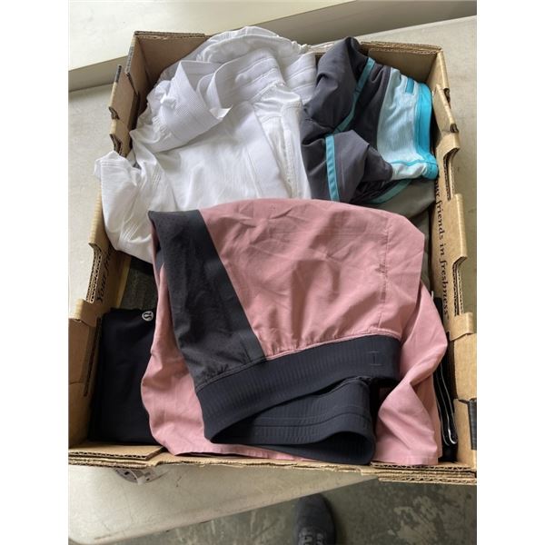 TRAY OF LADIES LULULEMON CLOTHING