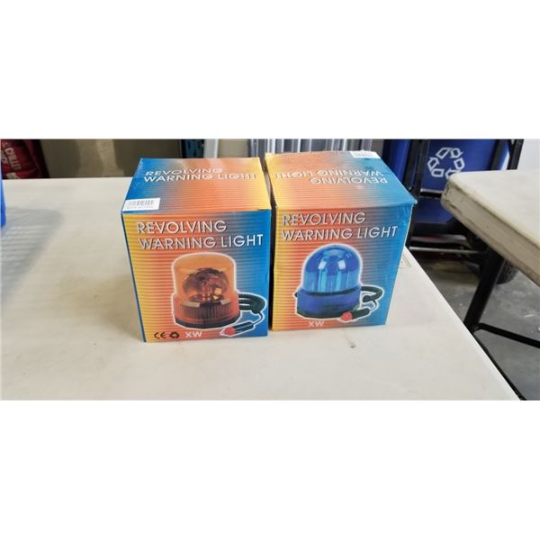 NEW 2 REVOLVING WARNING LIGHTS 12V RETAIL $99