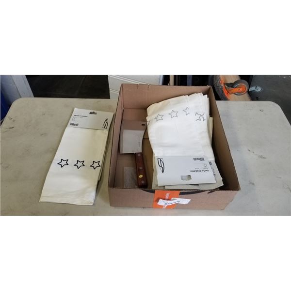 11 NEW IKEA SNOA STJARNA DISH CLOTHS AND OMCAN PROFESSIONAL MEAT CLEAVER