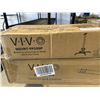 Image 2 : VIVO CLAMP-ON DESK STABILIZER AND VIVO LIGHT WOOD UNDER DESK KEYBOARD TRAY AND VIVO WHITE DROP CEILI