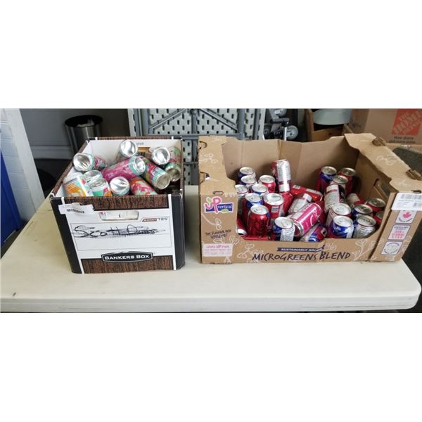 2 BOXES OF ASSORTED SODA  AND ENGERY DRINKS, AND BOX OF ALANI ENGERY DRINKS