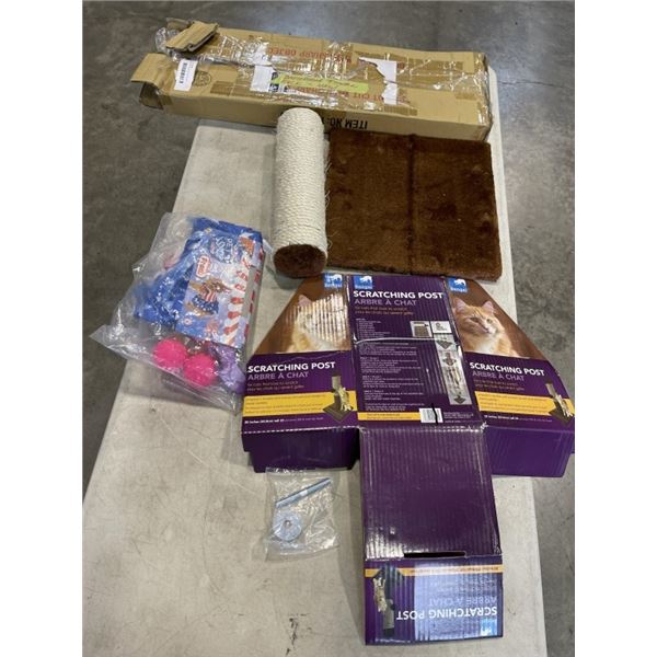 BATHROOM RACK, CAT TOYS AND SCRATCHER ETC